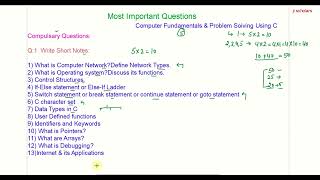 BCA 1st Sem computer fundamental and problem solving using c important questions  December 2024 [upl. by Christabel345]