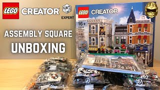 LEGO Creator Expert Assembly Square Unboxing Modular Buildings 10255 [upl. by Ahsek]