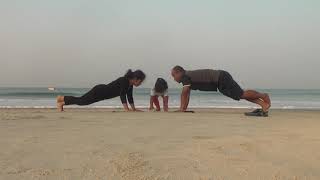 Family PUSHUP CHALLENGE Goa Beach  South Goa  Benaulim Beach Goa  Morning Exercise  GOA 2018 [upl. by Caswell460]