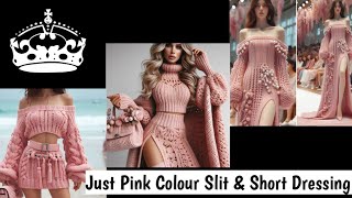 Pink Perfection Off Shoulder Crochet Wool Dress with Pearl amp Flower Work Share ideas 🥰crochet diy [upl. by Adiahs]