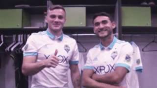 Seattle Sounders Jordan Morris and Cristian Roldan check out the 2017 Heritage Kit [upl. by Dallas]