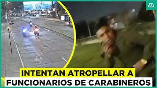 Intentan atropellar a funcionarios de Carabineros Momento es captado por cámara de seguridad [upl. by Nauj286]