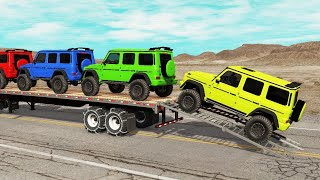 Flatbed Truck Mcqueen  Transportation with Truck  Pothole vs Car 23  BeamNGDrive [upl. by Fairfax]