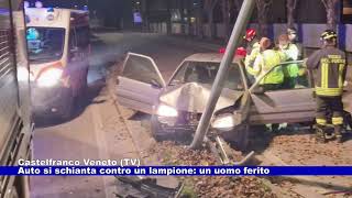 Castelfranco Veneto TV auto si schianta contro un lampione un uomo ferito 05022024 [upl. by Atilek]