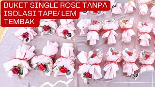 DIY CARA MEMBUAT BUKET MINI HARI GURU SIMPEL TANPA LEM ISOLASI  HOW TO MAKE SINGLE ROSE BOUQUET [upl. by Nailuj]