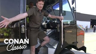 Conan Becomes A UPS Deliveryman  Late Night with Conan O’Brien [upl. by Ayrotal]