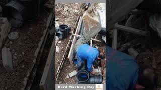 The Process Of Covering The Pipe With Concrete [upl. by Fulmis]