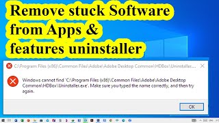 Remove stuck Software from Apps amp features uninstaller  Windows  Cant Uninstall Program [upl. by Ahsinej973]