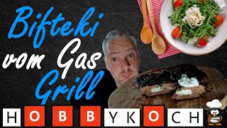 Bifteki grillen mit Schafskäse amp Zaziki griechische Buletten vom Gasgrill Rezept ♨ [upl. by Asiret717]