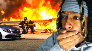 DID HE SURVIVE Pzo Reacts to Grosjeans Insane Fireball Crash  Formula 1 Drive To Survive S3 [upl. by Raymonds]