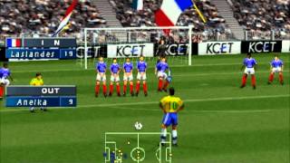 ISS Pro Evolution PS1 Gameplay  France vs Brazil [upl. by Parrie]