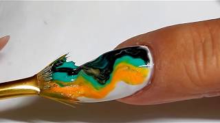 MARBLE NAILS  EASY  FAST Gel Polish Marbling Technique  Using a FAN BRUSH [upl. by Arnaldo]