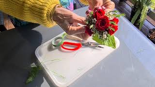 How to make a simple fresh flower wrist corsage [upl. by Surtimed]