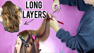 HOW TO CUT LONG LAYERS LIKE A PRO  BEGINNER FRIENDLY HAIRCUTTING TUTORIAL [upl. by Aldas873]