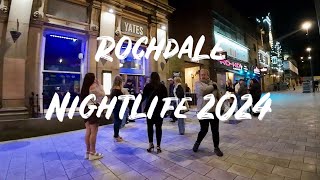 Rochdale Town Centre Nightlife Night Walk Best Bars Trinity Empire Saturday Night February 2024 [upl. by Yvad]