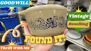 FOUND PYREX  GOODWILL Thrift With Me  Vintage Reselling [upl. by Nilya]