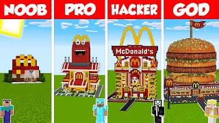 Minecraft TNT MCDONALDS HOUSE BUILD CHALLENGE NOOB vs PRO vs HACKER vs GOD  Animation [upl. by Neddra]