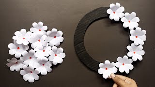 White paper flower wall hanging  wall hanging craft ideas  white paper craft easy [upl. by Hendel685]