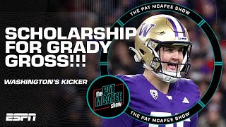 Washington walkon kicker Grady Gross gets a scholarship after gamewinner 👏  The Pat McAfee Show [upl. by Ecela]