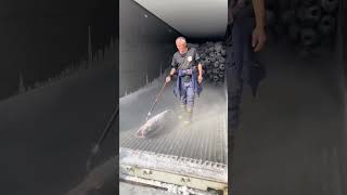 The process of unloading frozen marine fish in a refrigerated truck [upl. by Auqinahs11]