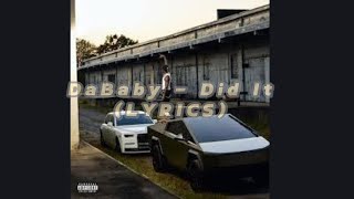 DaBaby  Did It Lyrics [upl. by Sirret16]