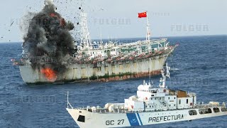 Argentina sinks Illegal China Fishing Vessels in a restricted area off South American country coast [upl. by Jocko614]