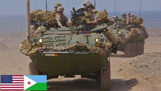 US Marines with armored vehicles during combat training in Djibouti Africa [upl. by Anma713]