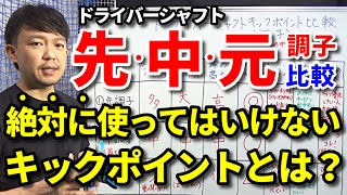 絶対に使ってはいけないキックポイントはコレです！先・中・元調子のドライバーシャフトを比較【選び方のコツ】【間違ったシャフトを使わないために】これだけは知っておきたい知識【クラブセッティング】【吉本巧】 [upl. by Janeva177]