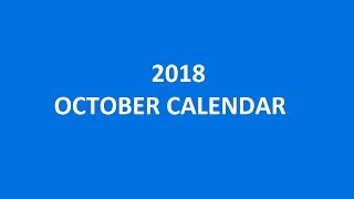 2018 October Calendar Printable Templates Holidays Excel PDF [upl. by Aicinat]