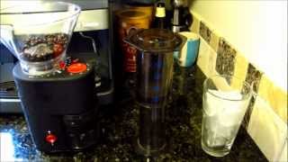 AeroPress  Quick and easy iced coffee with the fantastic press and Bodum Bistro grinder [upl. by Ymaj583]