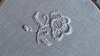 Flower Design Jacobean Embroidery Easy stitches Crewel work [upl. by Nace]