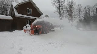 530 RESERVED Kubota LX2610 Compact Tractor ONLY LX2980 Snow Blower Clearing snow  Parking Lot [upl. by Robson]