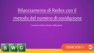 Bilanciamento col metodo del n°ossidazione  Ex1 [upl. by Minsk]