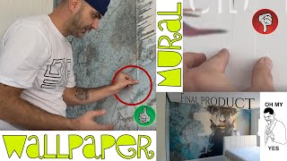 HOW TO INSTALL WALLPAPER LIKE A PRO  avoid overlaps and seams  DOUBLE CUT  TAPETE [upl. by Kirimia469]