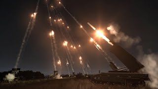 Massive Artillery fire at Night  MLRS  Barrage  Military Simulation  ArmA 3 [upl. by Oicinoid463]