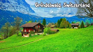 Grindelwald Switzerland walking tour 4K 60fps  The Most Beautiful Villages in Switzerland [upl. by Eiramassenav960]