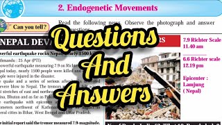 class 9th l geography l 2 Endogenetic movements l Questions and Answers [upl. by Lane]