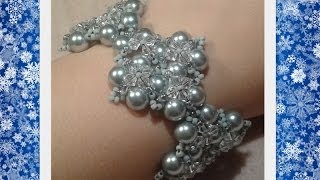 Winterglow Bracelet Beading Tutorial by HoneyBeads1 with pearls [upl. by Ambrogino119]