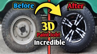 TURN YOUR STEEL RIMS WHEELS INTO MAGS  JUST BY 3D PAINTING  IN UNDER 3 MINUTES [upl. by Eenobe220]