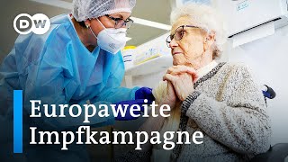 EU beginnt CoronaImpfungen  DW Nachrichten [upl. by Ahsoyek]