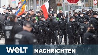 CORONALEUGNER amp LINKE Viele MaiDemonstrationen zwingen Polizei zu Großeinsätzen  WELT Newsstream [upl. by Ardet]