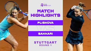 Karolina Pliskova vs Maria Sakkari  2023 Stuttgart Round 1  WTA Match Highlights [upl. by Larcher657]