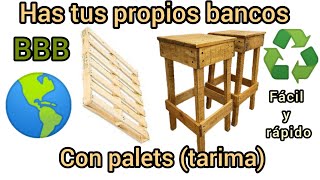 cómo hacer bancos o taburetes con palets fácil y rápido [upl. by Desireah541]