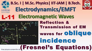 L 11 EM Waves  Reflection amp transmission of EM Waves for oblique incidence  Fresnels Equations [upl. by Mixie884]