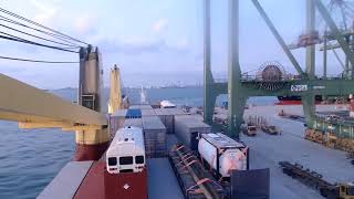 Finish loading this container ship and set sail 0506 Singapore time [upl. by Aihsetal]