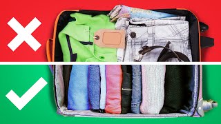 10 Stress Free Travel Hacks That Save You Money Pack Your Clothes CORRECTLY [upl. by Ekralc]