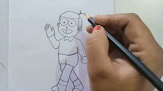 How to draw a nobita doraemon new drawing Very easy step by step [upl. by Yddor]