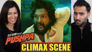 PUSHPA CLIMAX SCENE REACTION  Icon Star Allu Arjun VS Fahadh Faasil [upl. by Ellekram]