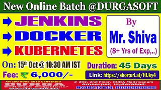 JENKINS DOCKER amp KUBERNETES Online Training  DURGASOFT [upl. by Vetter]