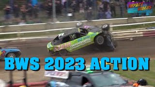 BWS Action 2023 Impact Videos Banger Racing Crashes [upl. by Berny804]